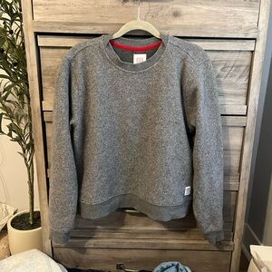 Topo Designs Gray Crew Sweatshirt with Red Neck Trim